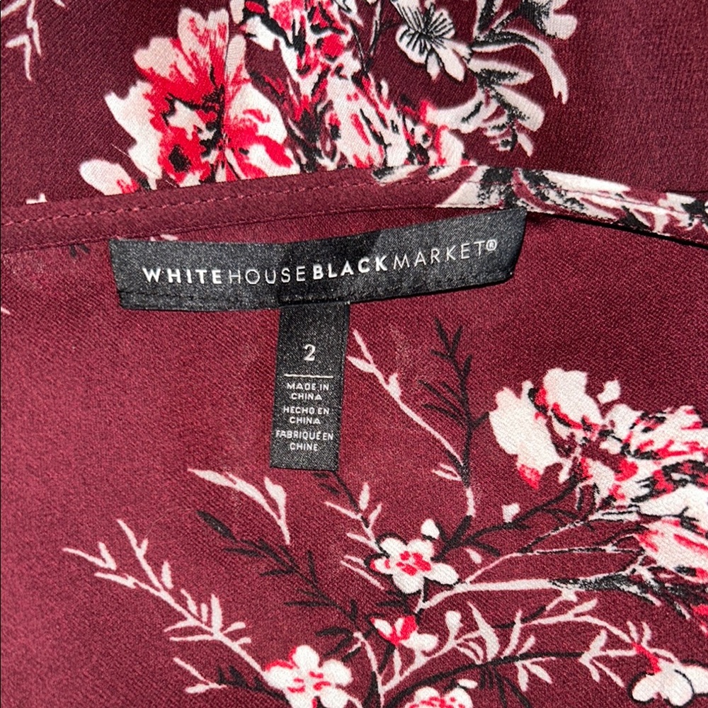 White House Black Market Plum Floral Long Sleeve Dress - Picture 6 of 6